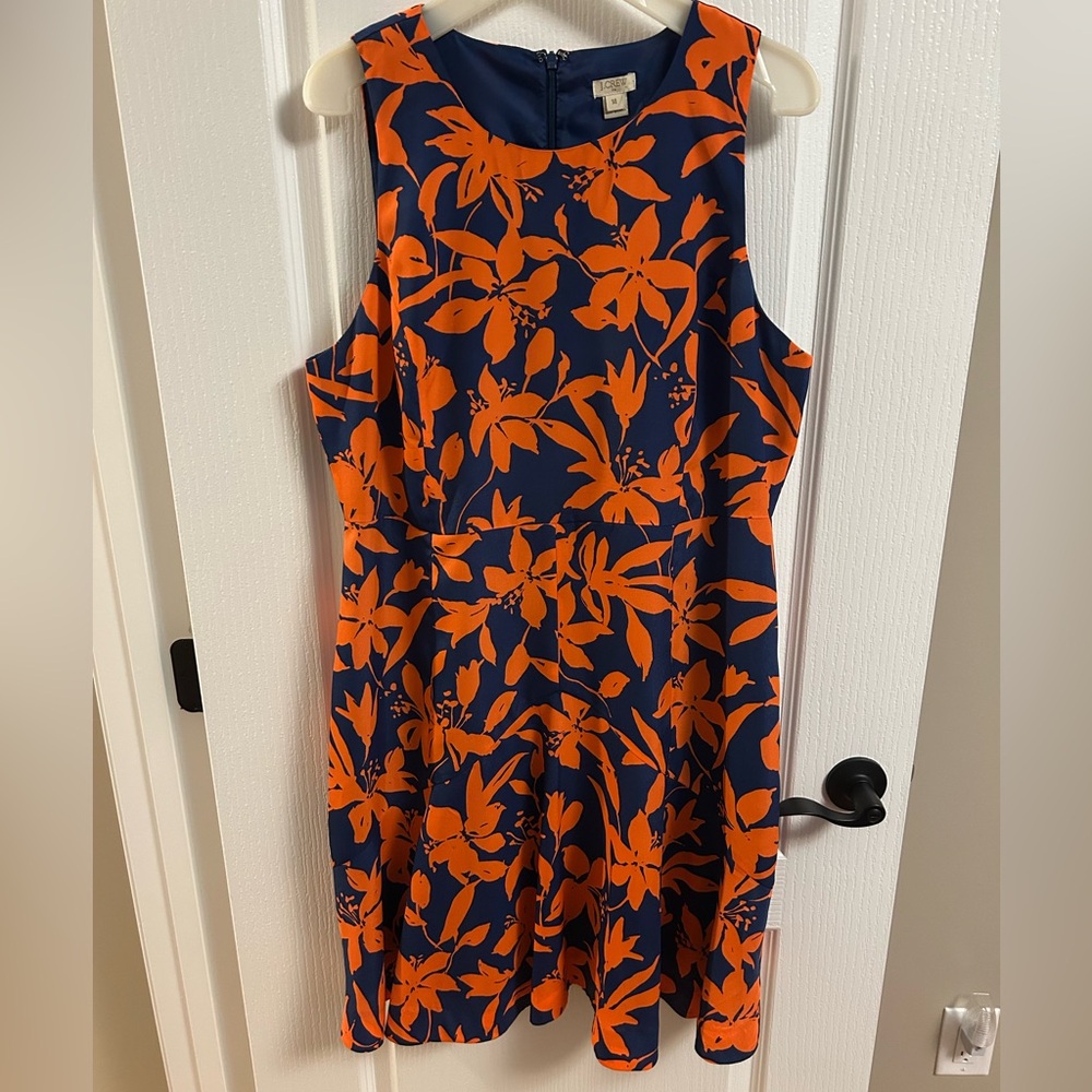 J. Crew Navy Dress with Bright Orange Floral Print